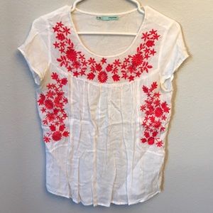 Embroidered Peasant Top